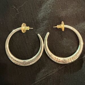 Brighton Silver Hoop Earrings with Intricate Design